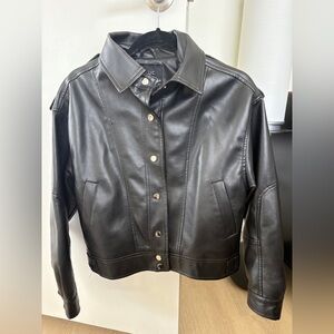 Faux Leather Bomber Jacket